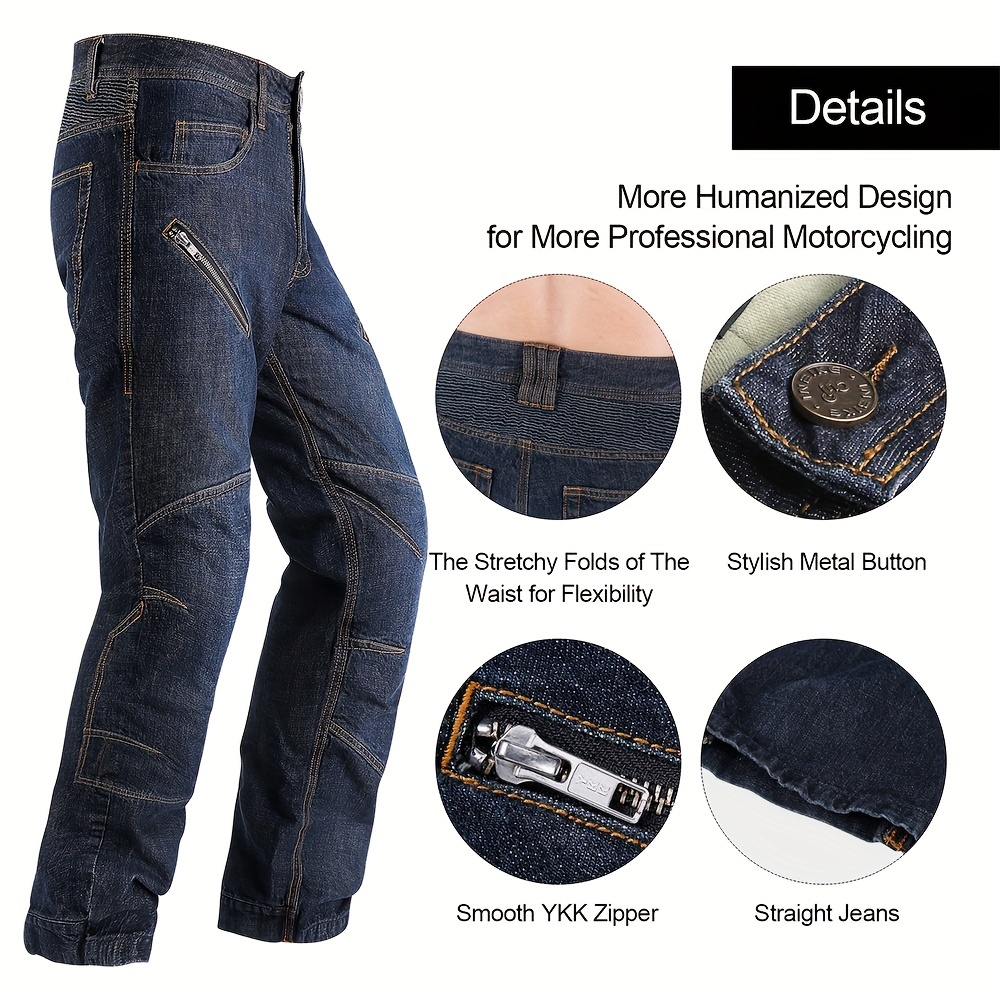 Multi Pocket Design Anti-fall Jeans Fashionable Racing Pants For Motorcycle  Riding Blue 2XL 