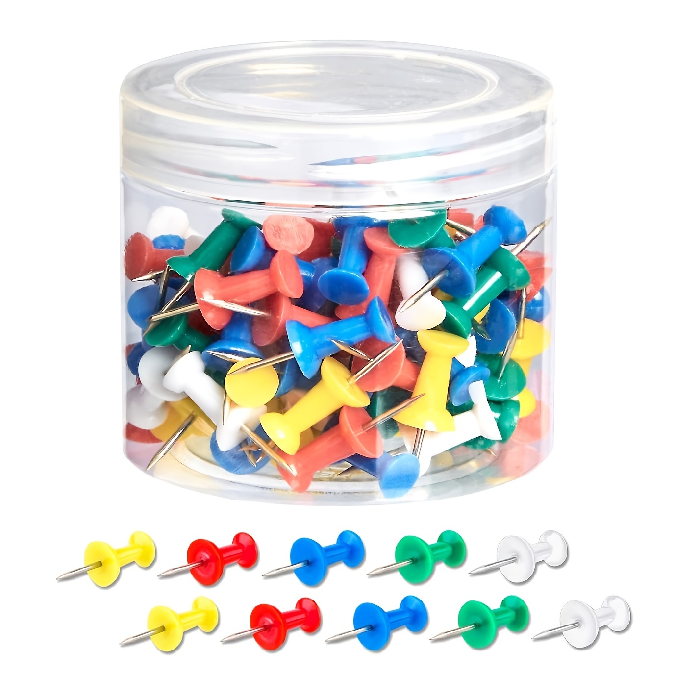 100 Count Push Pins with Steel Point and Plastic Head