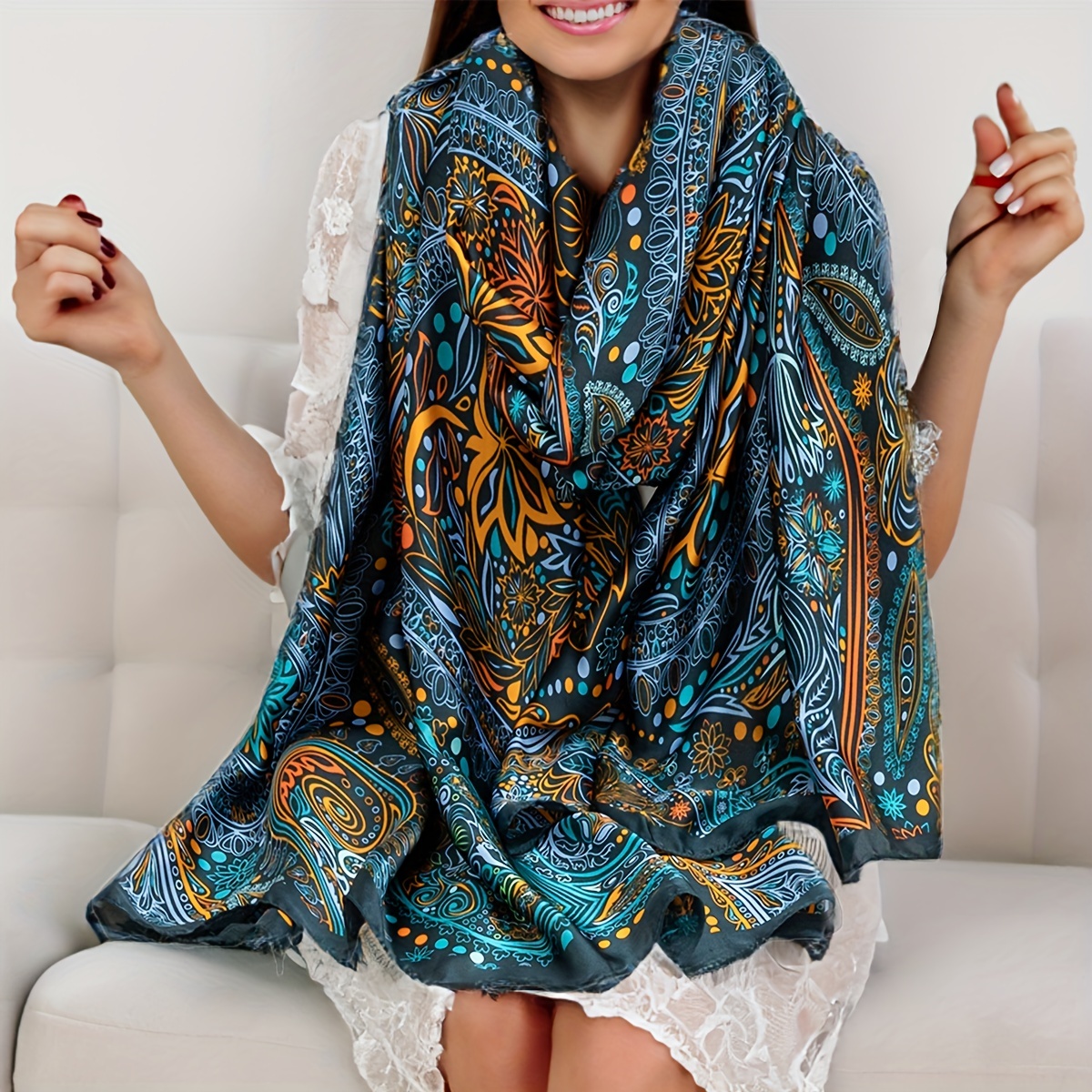 Women Silk Scarfs - Temu Canada