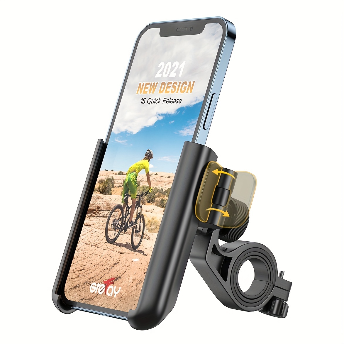 Soporte de teléfono para bicicleta de montaña, soporte de bloqueo de  seguridad giratorio de 360 ° para Xiaomi y iPhone