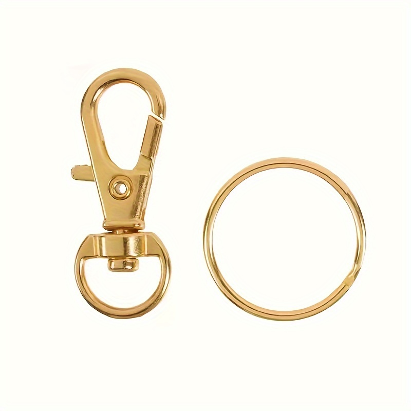 TEHAUX 10pcs Split Spring Buckle Flat Keychain Clip Keyring Ring DIY  Keychain Ring Gold Key Rings Snap Clasp Hook Buckles Metal Keychain Key  Rings in