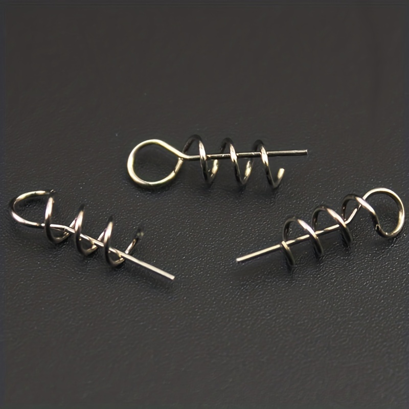 * 50pcs Spring Twist Lock Fishing Hook Centering Pin Screw Lock Bait Keeper  For Soft Lure Worm Bait