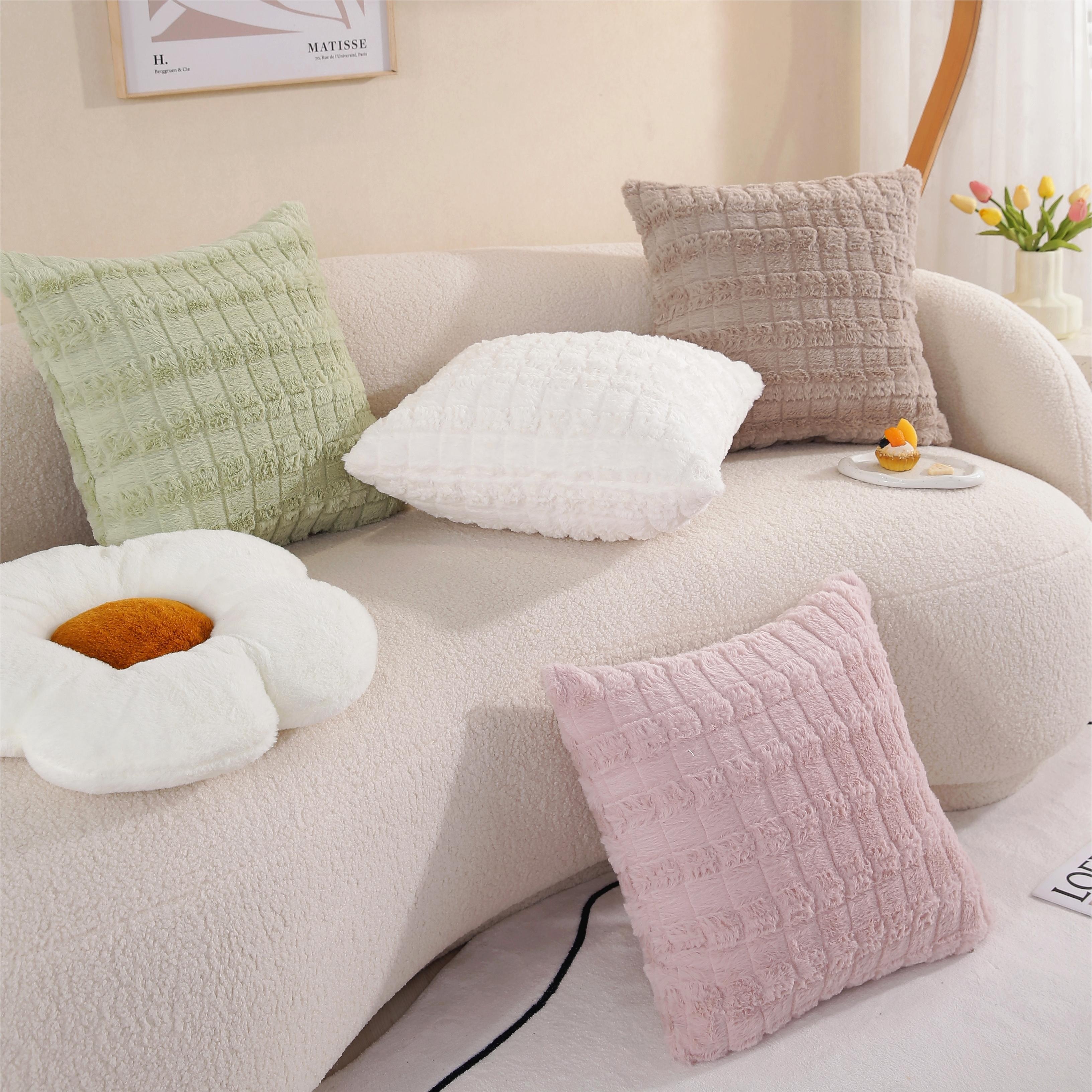 Boho Faux Fur Lumbar Pillow Cover Soft And Cozy Throw Pillow - Temu