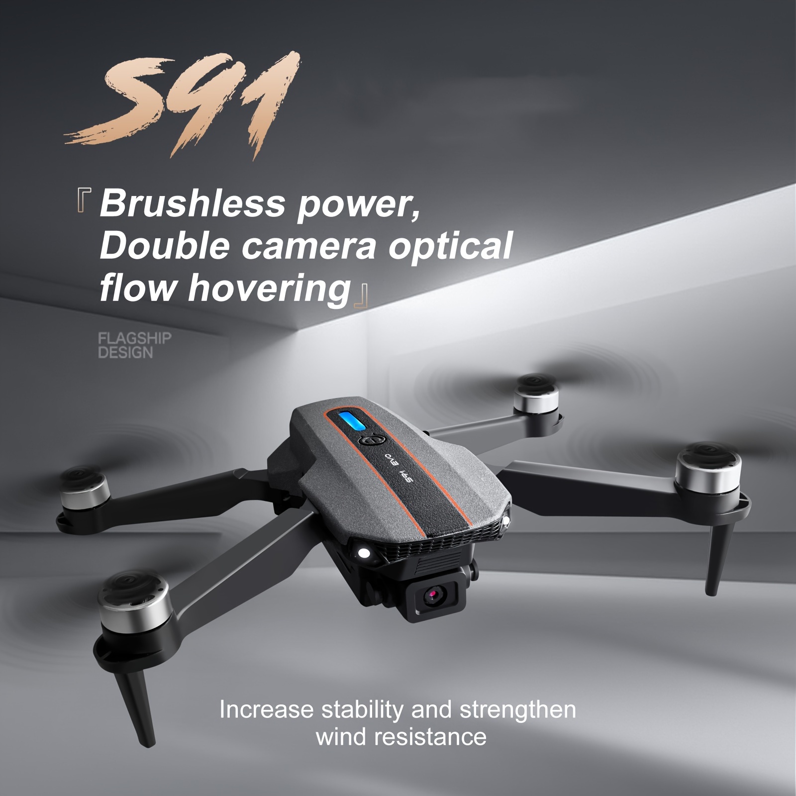 s91 remote remote control drone with hd dual camera adjustable headless mode track flying one key surround smart follow brushless motor drone self with optical flow positioning function details 0