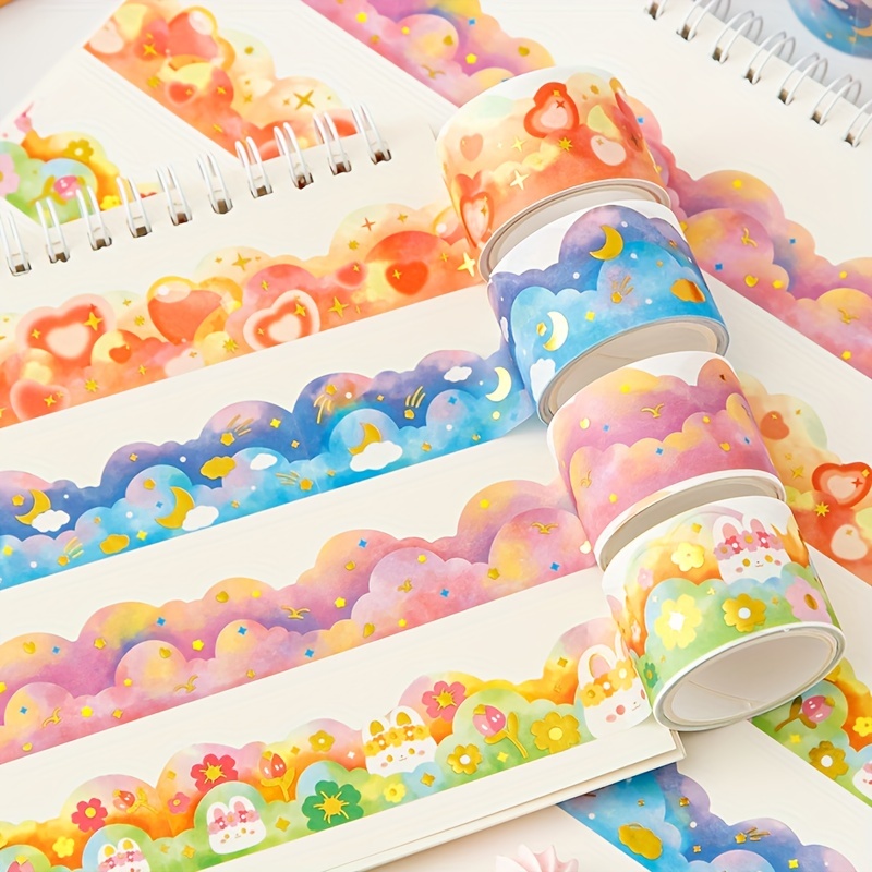 Watercolor Cloud Wave Series Washi Tape Lovely Scrapbook - Temu