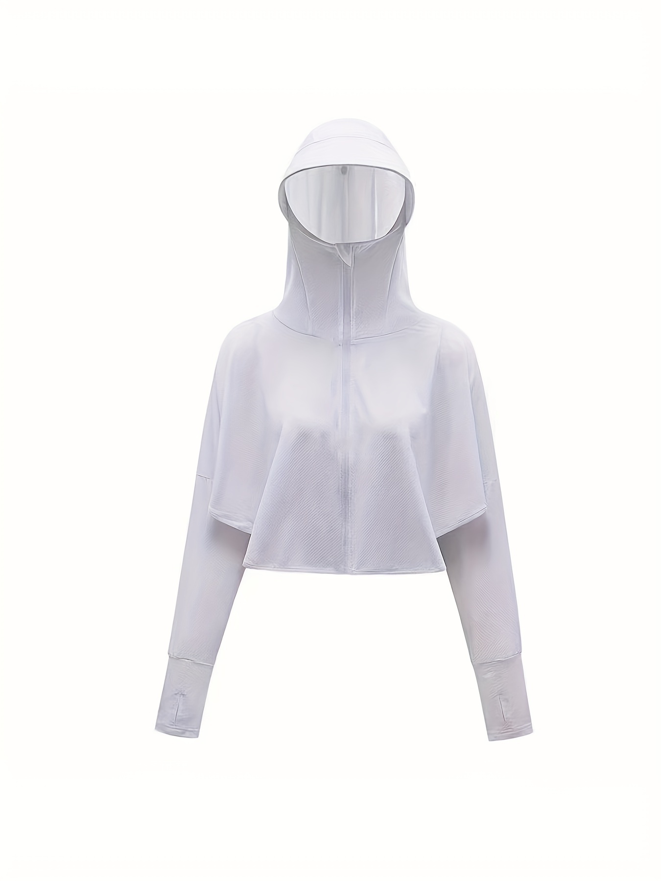 Plain Long Sleeves Yoga Hooded Jacket Sun Protection - Temu