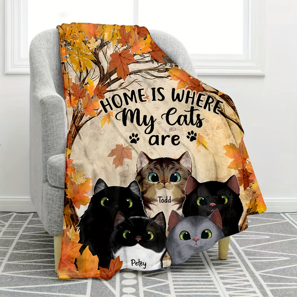 Cartoon cat print blanket flannel blanket soft warm throw temu australia
