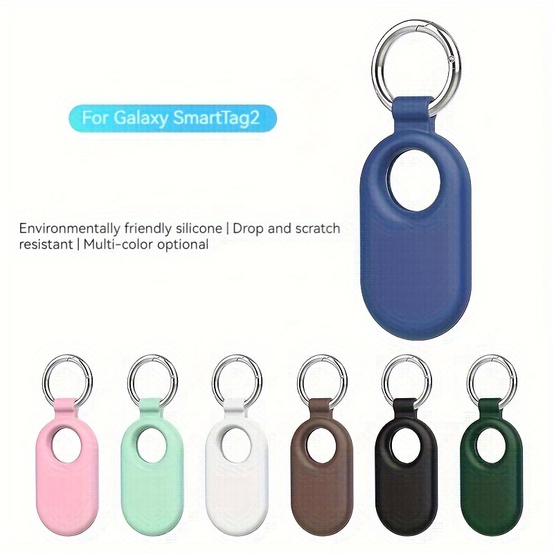 For Samsung Galaxy SmartTag 2 Holder Case Scratch Resistant Silicone  Protective Cover with Carabiner - Mint Green