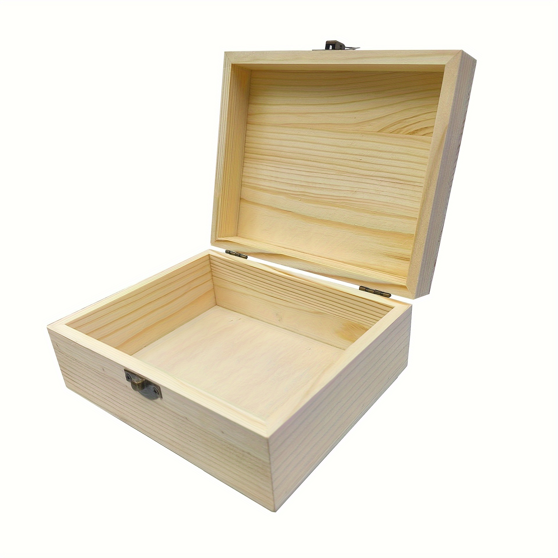 2 cajas pequeñas de madera con tapa, 4.7 x 4.7 x 2 pulgadas, caja de regalo  de madera sin terminar con tapa de vidrio, pequeña caja de madera para