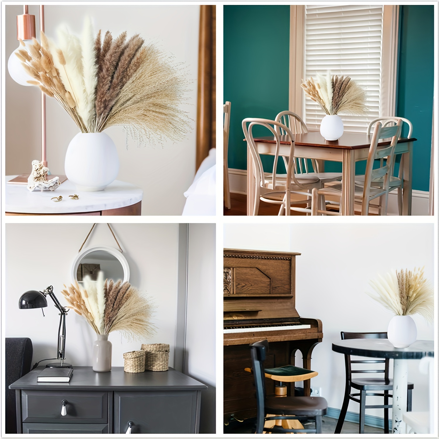 100pcs Boho Natural Dried Pampas Grass Decor Set