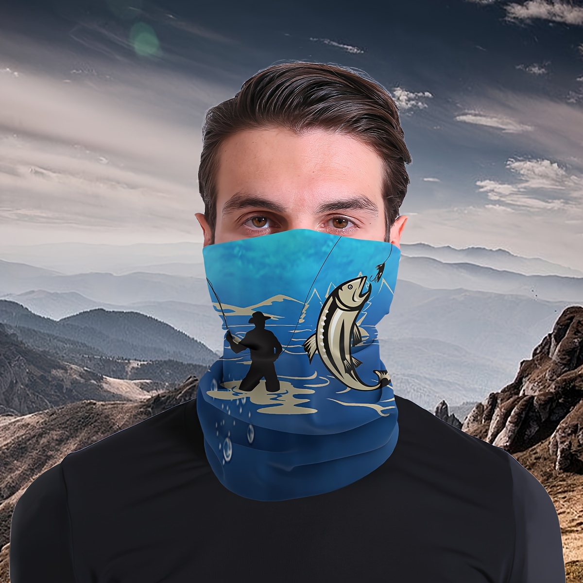 1pc Men's Fashion Breathable Bandana, for Outdoor Sports Cycling Fishing,Temu