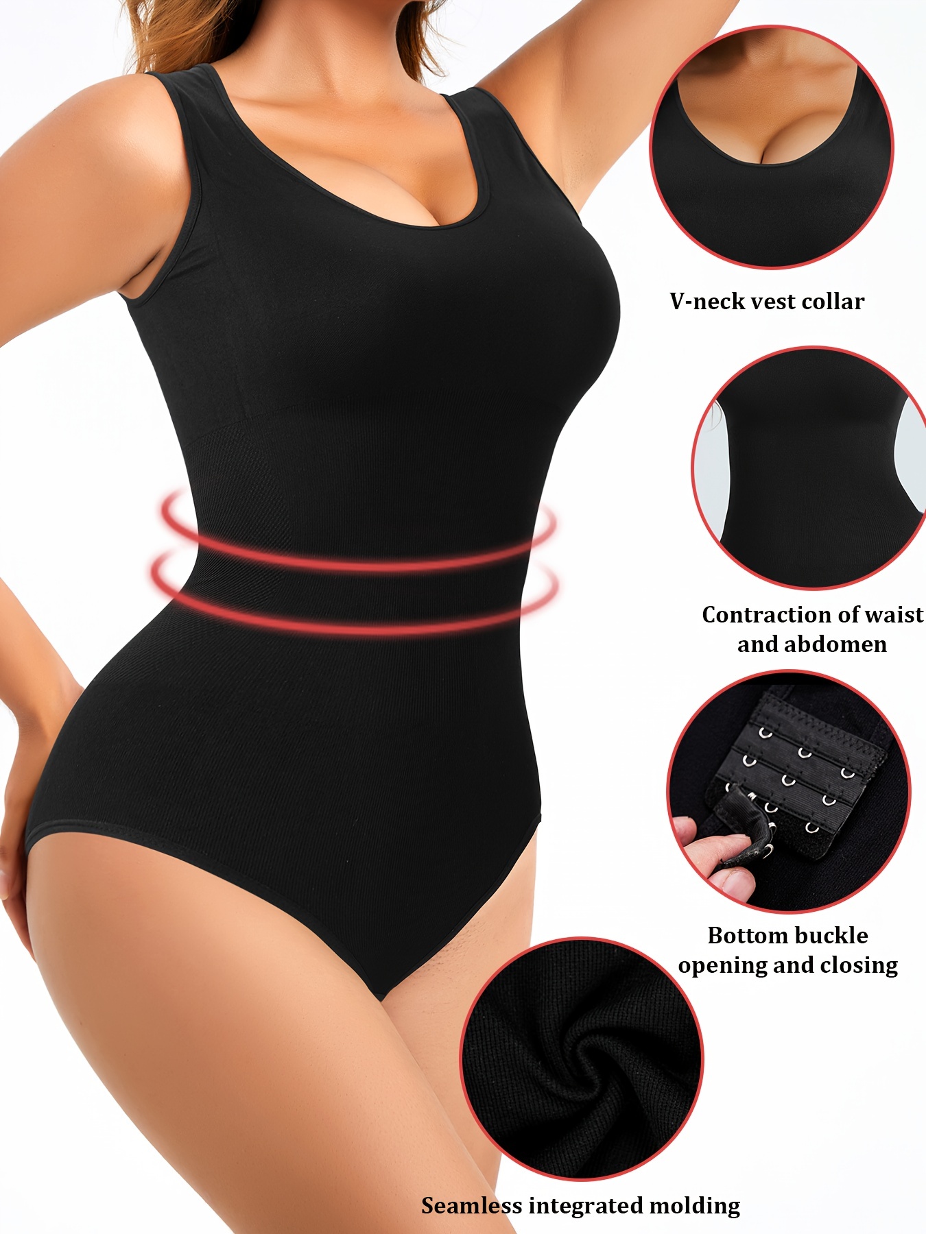 Black Collared Bodysuit - Sleeveless V-Neck Bodysuit - Bodysuit