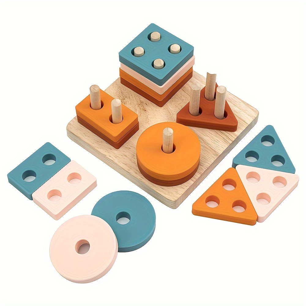 Whiz Kids Wooden Sorting and Stacking Puzzle Toy with Sand Timer