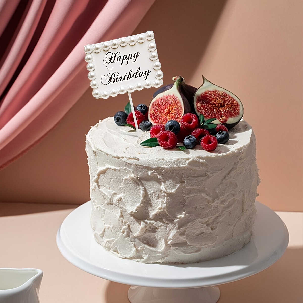 1pc gâteau carré pour la décoration de gâteau de fête, joyeux anniversaire  gâteau, perle et lettres gâteau pour dessert Table décoration de gâteau