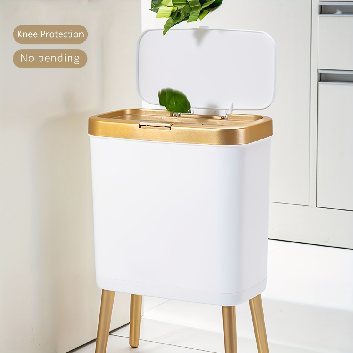 Press Type Trash Can, Anti Odor Stylish Large Capacity Garbage Bin