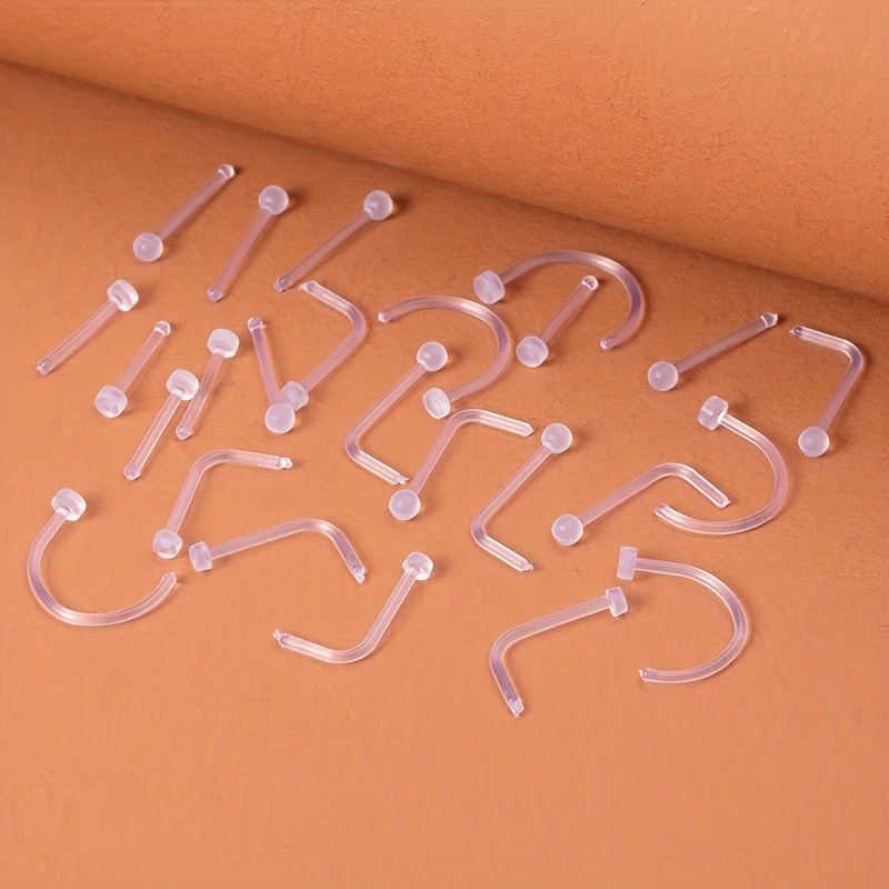 10pcs Clear Acrylic Nose Stud Earrings Set