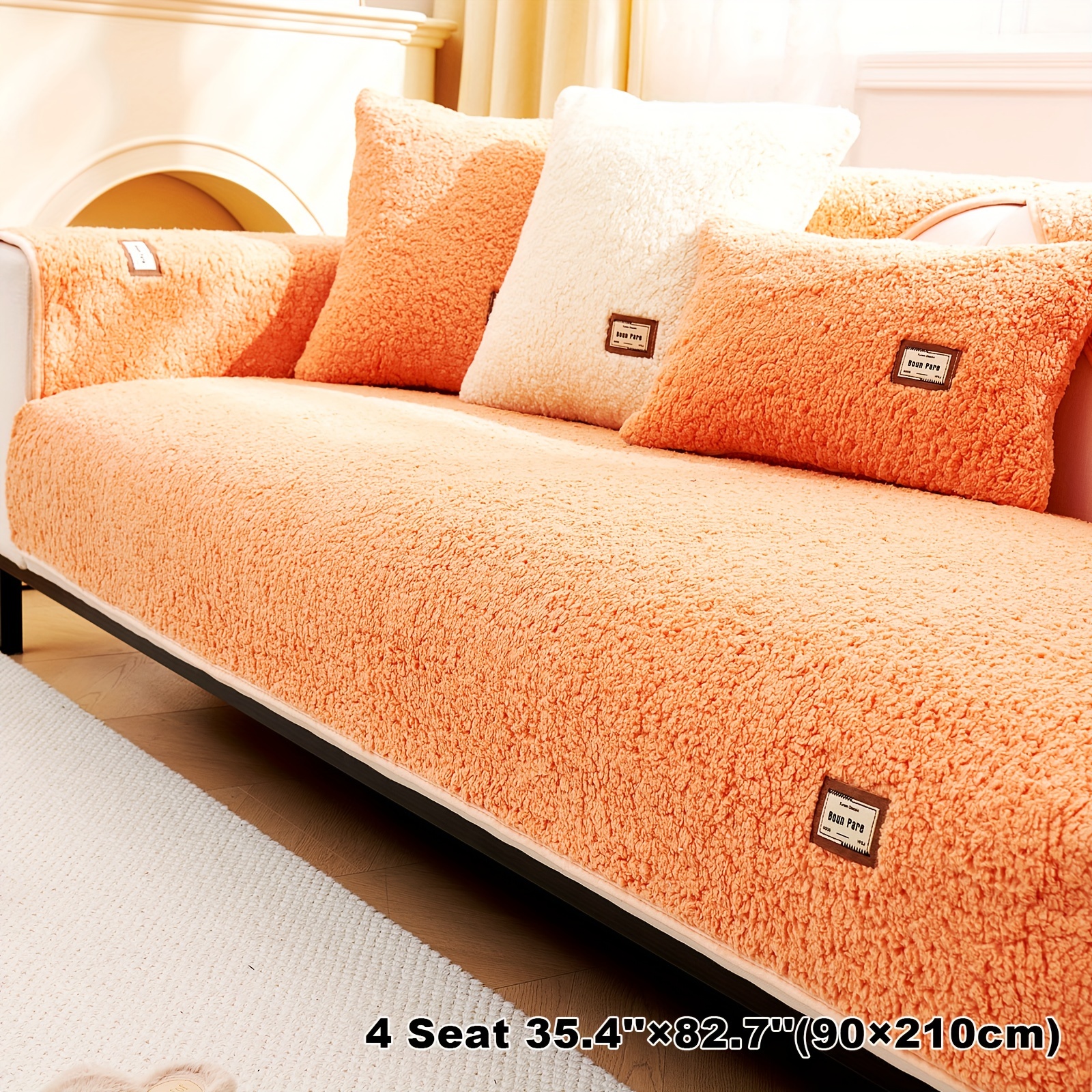 Sherpa Fleece Sofa Couch Cover Thick Plush Seat Cushion - Temu