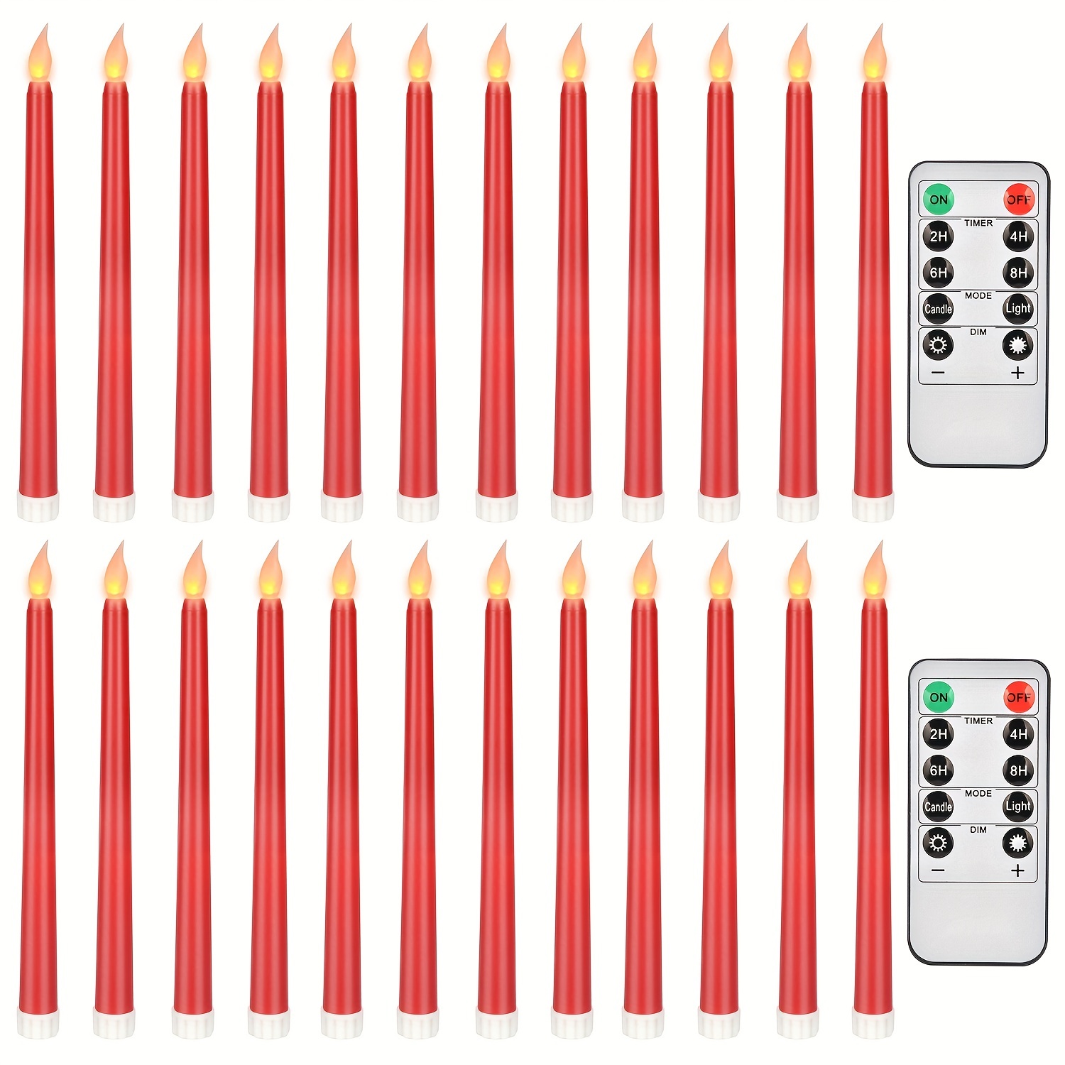 24pcs Flameless Led Taper Candles Flicking Flameless Taper Candles Lights, With 2 Remote Realistic Plastic Candle Lights, 10in For Home Christmas Wedding Decor, Christmas  Halloween Birthday Party