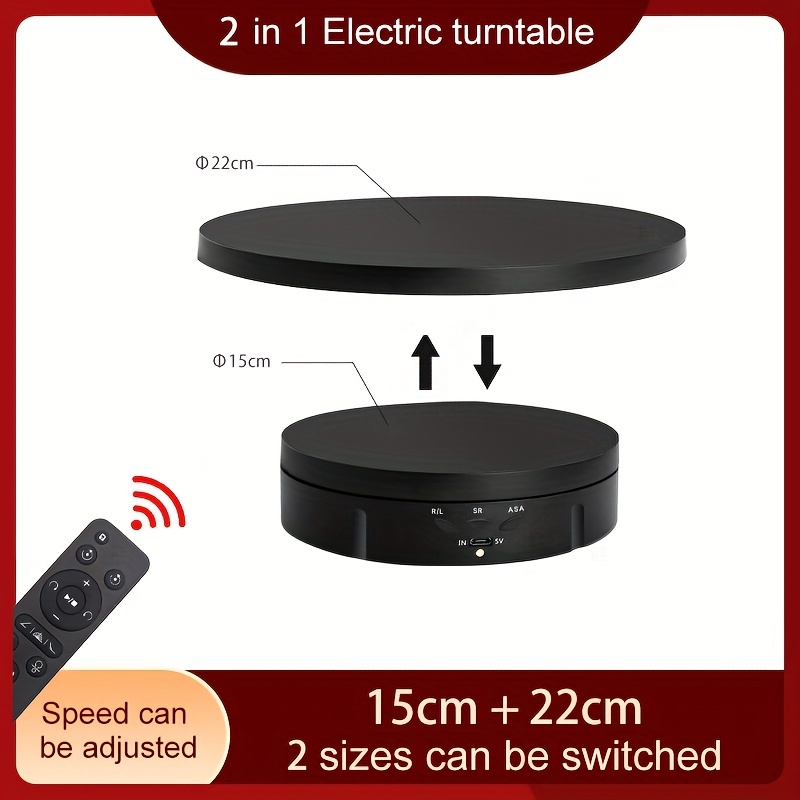 CHINJONG 5.4 360 Degree Motorized Rotating Display Stand Turn Table, 3 Gears Speed Electric Display Turntable with USB Cable for Phot