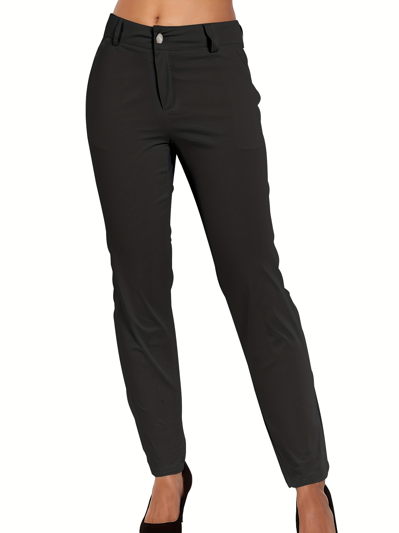 Pantalones Rectos Con Cintura Anudada, Pantalones Elegantes De Color Liso  Para El Trabajo Y La Oficina, Ropa De Mujer