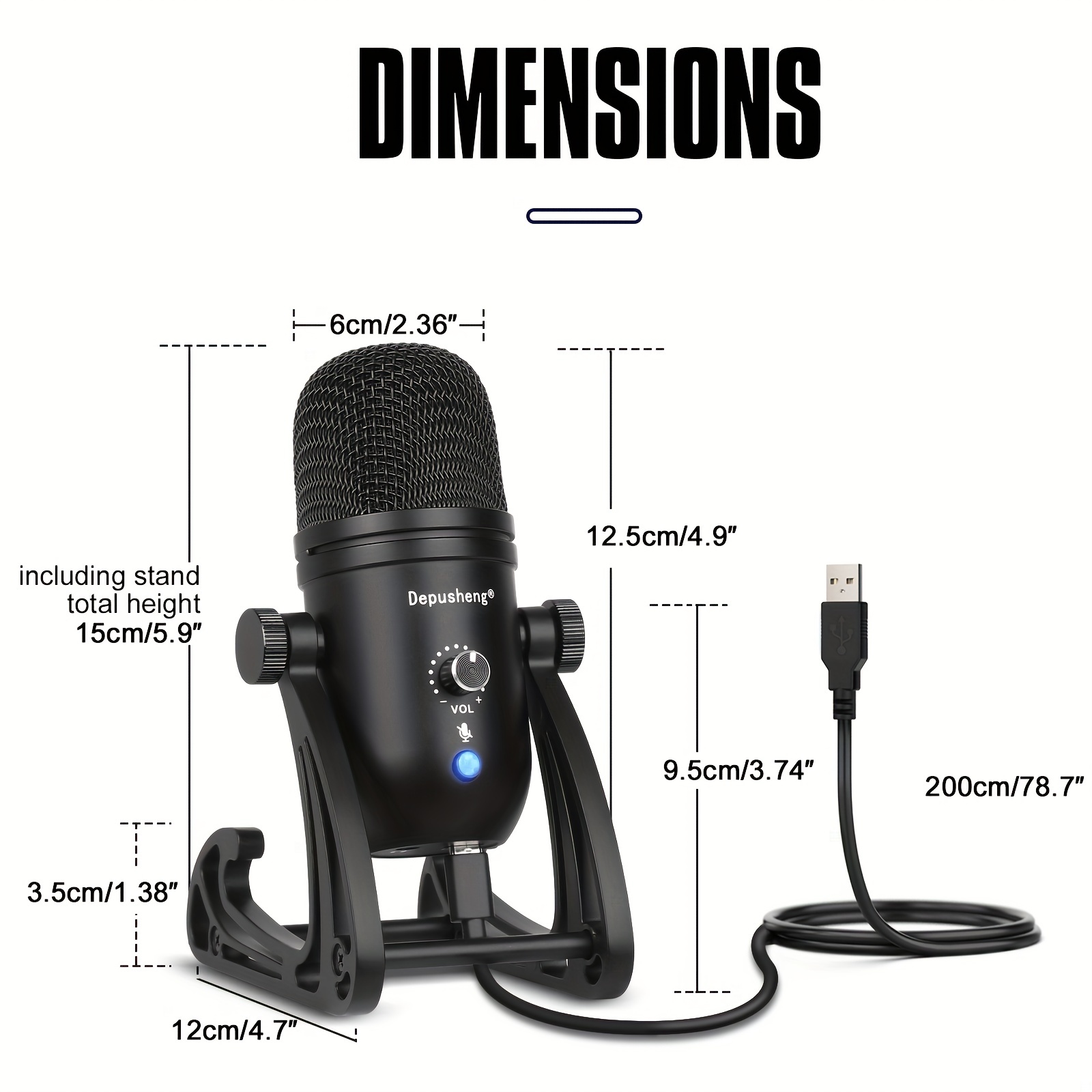 Depusheng Gaming Usb Microphone For Pc Condenser Mic With - Temu