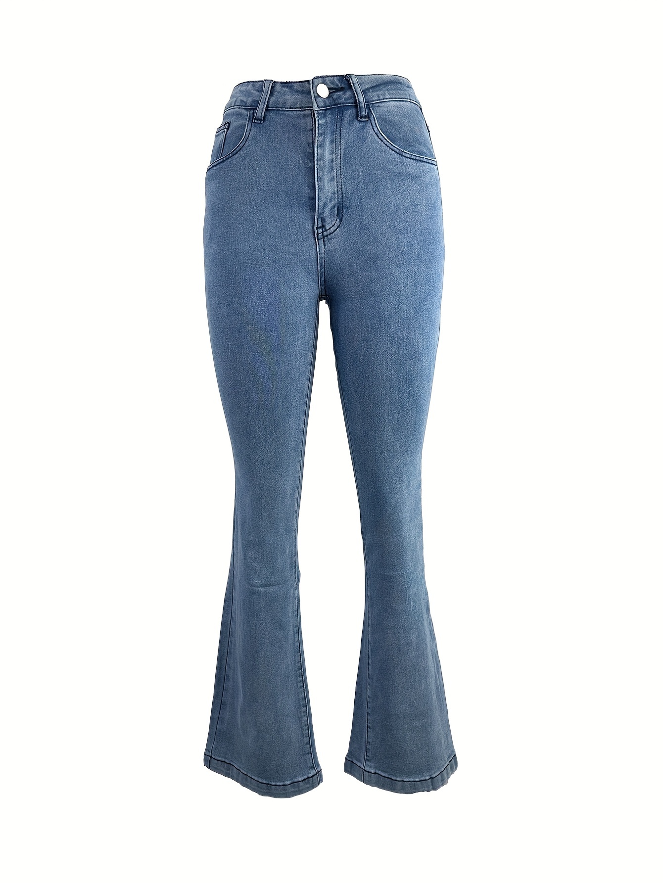 Slant Pockets Washed Bootcut Jeans High Stretch Versatile - Temu United  Kingdom