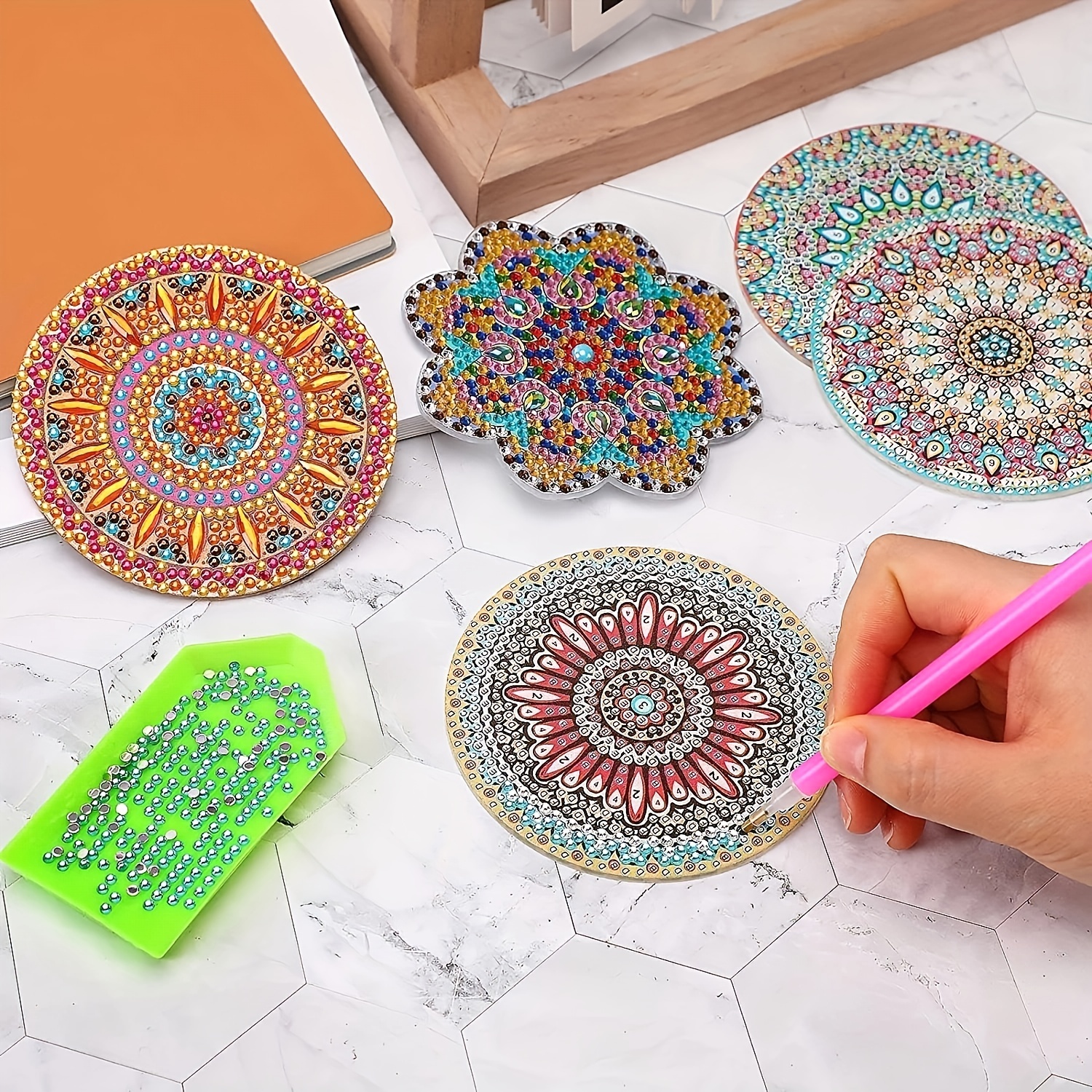 Diamond Painting Coaster With Stand, Diy Mandala Flower Coaster Diamond  Painting Kit For Beginners, Adult Art Craft Supplies, Suitable For Wooden  Table, Coffee Table - Temu