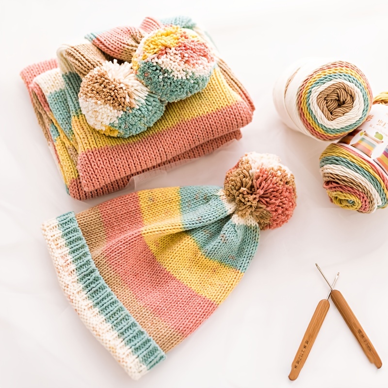 Rainbow Cotton Knitting/crochet Yarn 100 G/skeinmulticolored Milk
