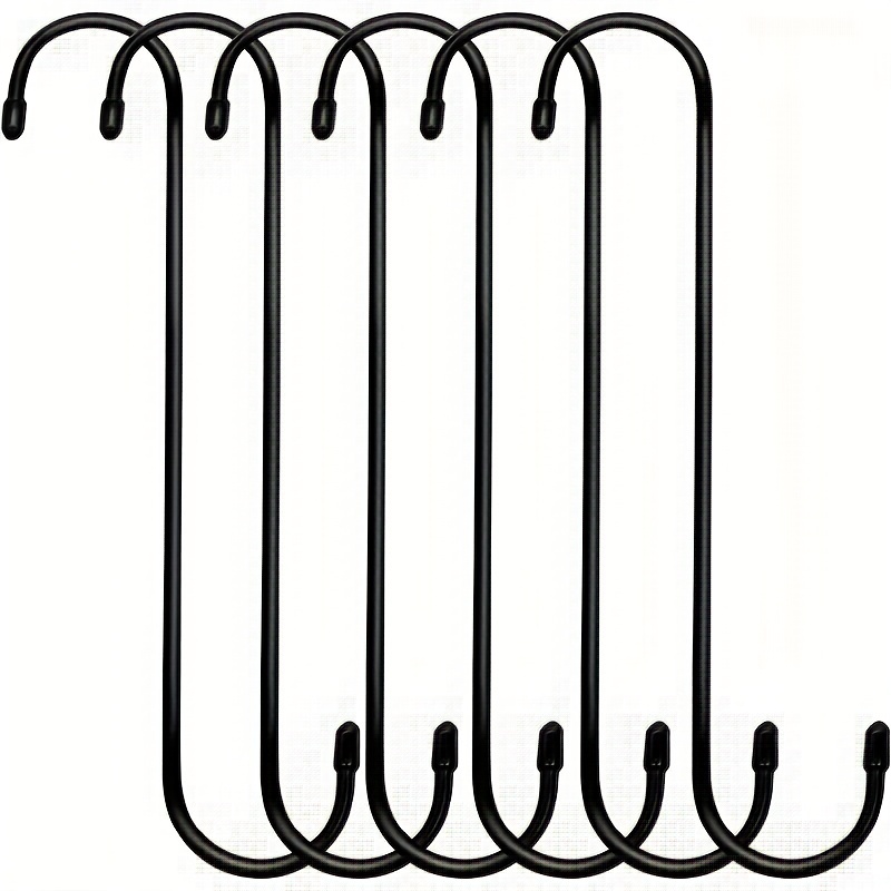 6pcs Black Heavy Duty Long S Hooks For Hanging Plant Extension Hooks For  Kitchenware, Utensils, Pergola, Closet, Flower, Basket, Garden, Patio,  Indoor