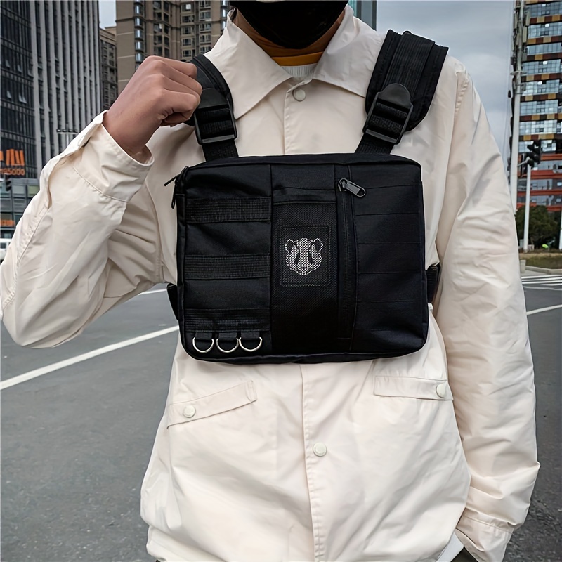 Nylon Vest Outdoor Shoulder Bag, Chest Rig Bag Hip Hop Streetwear  Functional Waist Pack, Adjustable Pockets Waistcoat