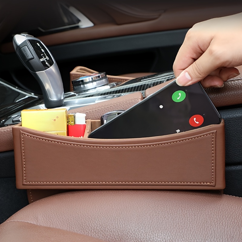 PU Leather Car Console Side Seat Organizer Front Seat Gap Filler For Small  Items