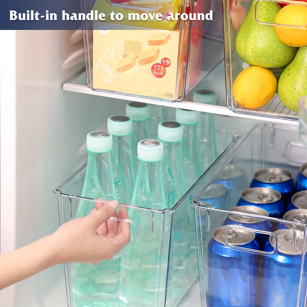Stackable Plastic Storage Bins Fridge Organizer Clear Pantry Food  Organization Handle For Kitchen Freezer Rack Cabinet Tools