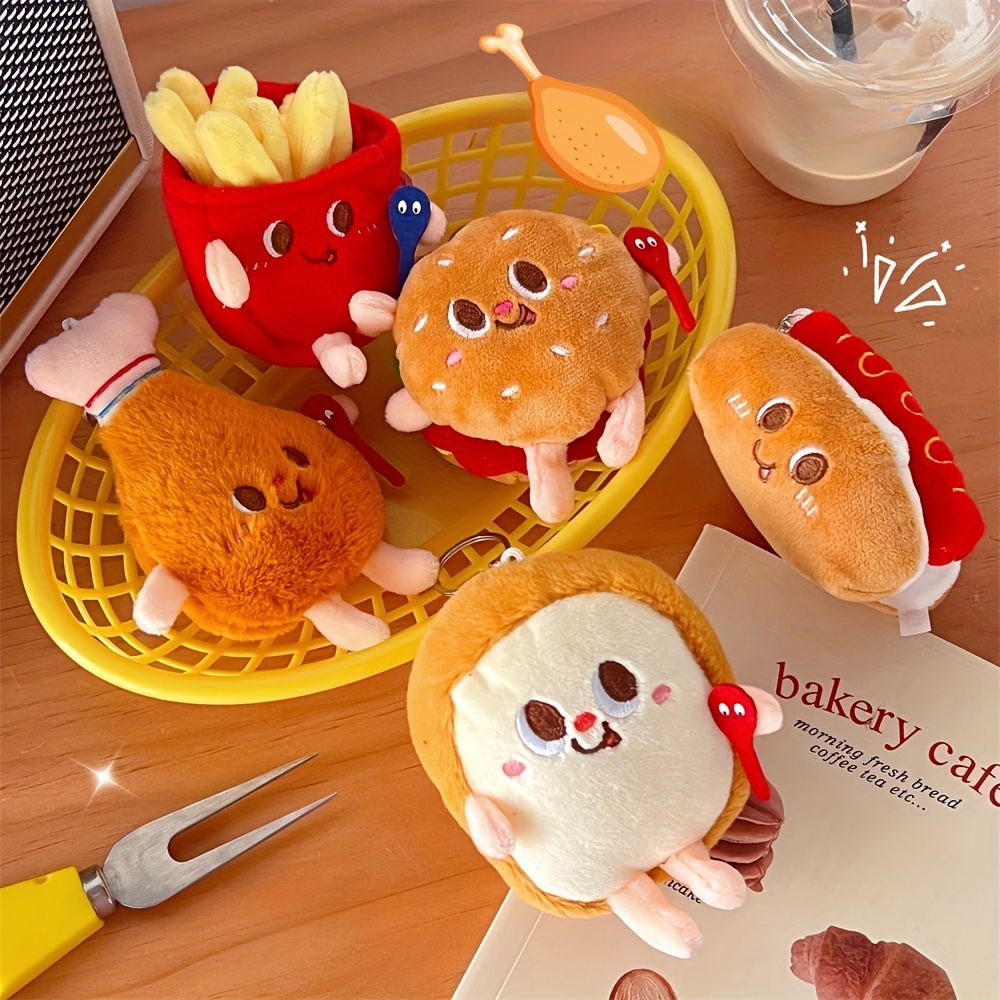 Fast Food Hot Dog Small Mini Stuffed Plush Keychain Bag Charm Valentine's  Gift