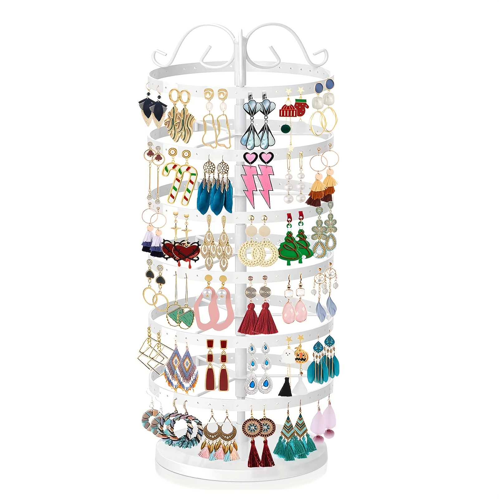 1pc 6 Tier Metal Rotating Earring Organizer, 264 Holes Earring Display  Tower Rack, Adjustable Earring Tree Organizer For Women, Shop Now For  Limited-time Deals