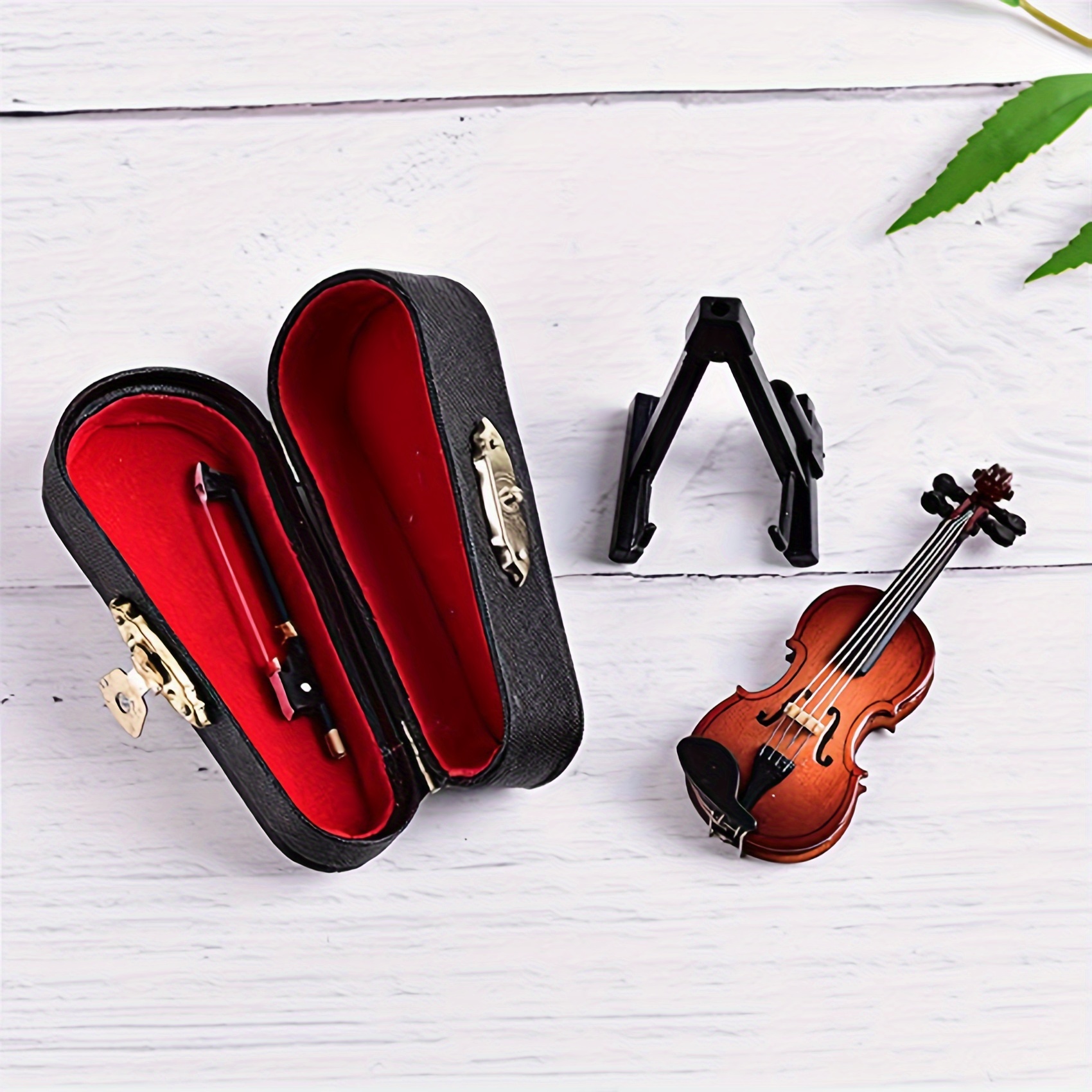 Violon miniature avec support pour archet - Le plus petit violon au monde -  Surface peinte - Violon miniature en bois pour d¿¿corer la maison ou le  bureau