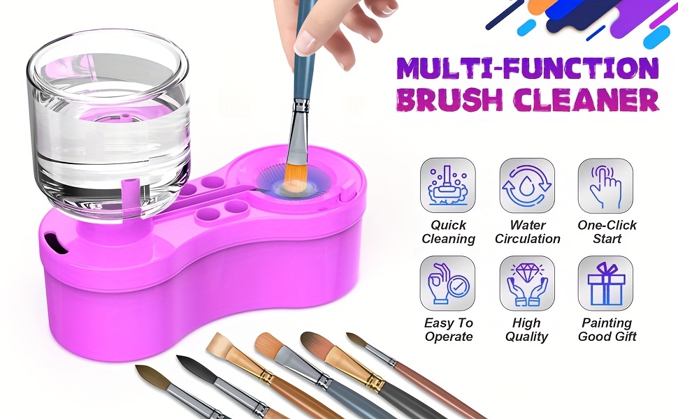 Brush Rinser ORIGINAL Paint Brush Rinser Makeup Brush Cleaner Toilet Brush  Washer for Paints Watercolors Tempera Gouache Miniatures 