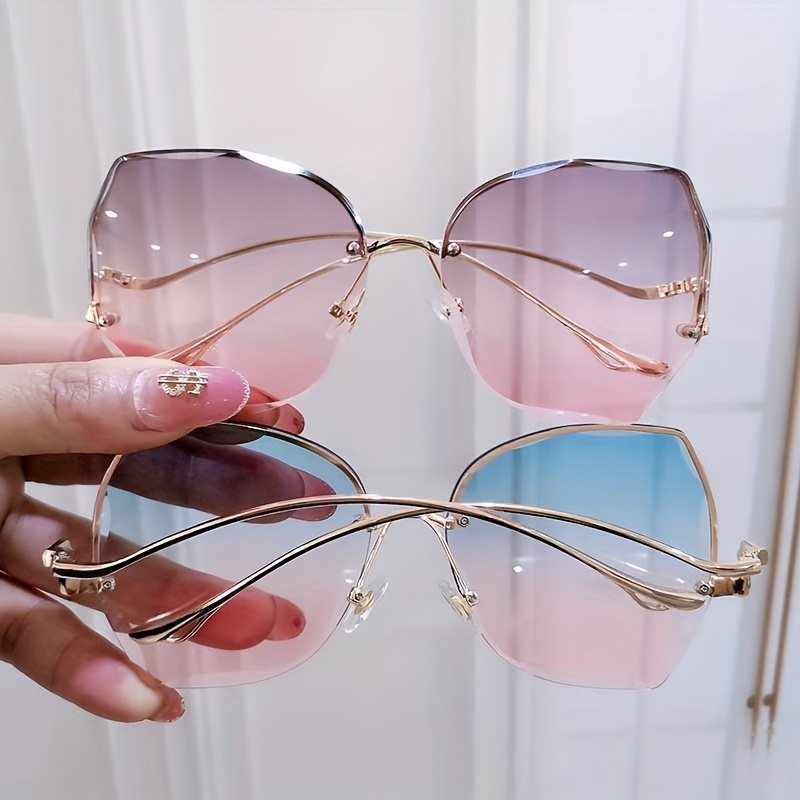 Gradient Lens Sunglasses Polygon Frame UV Protection