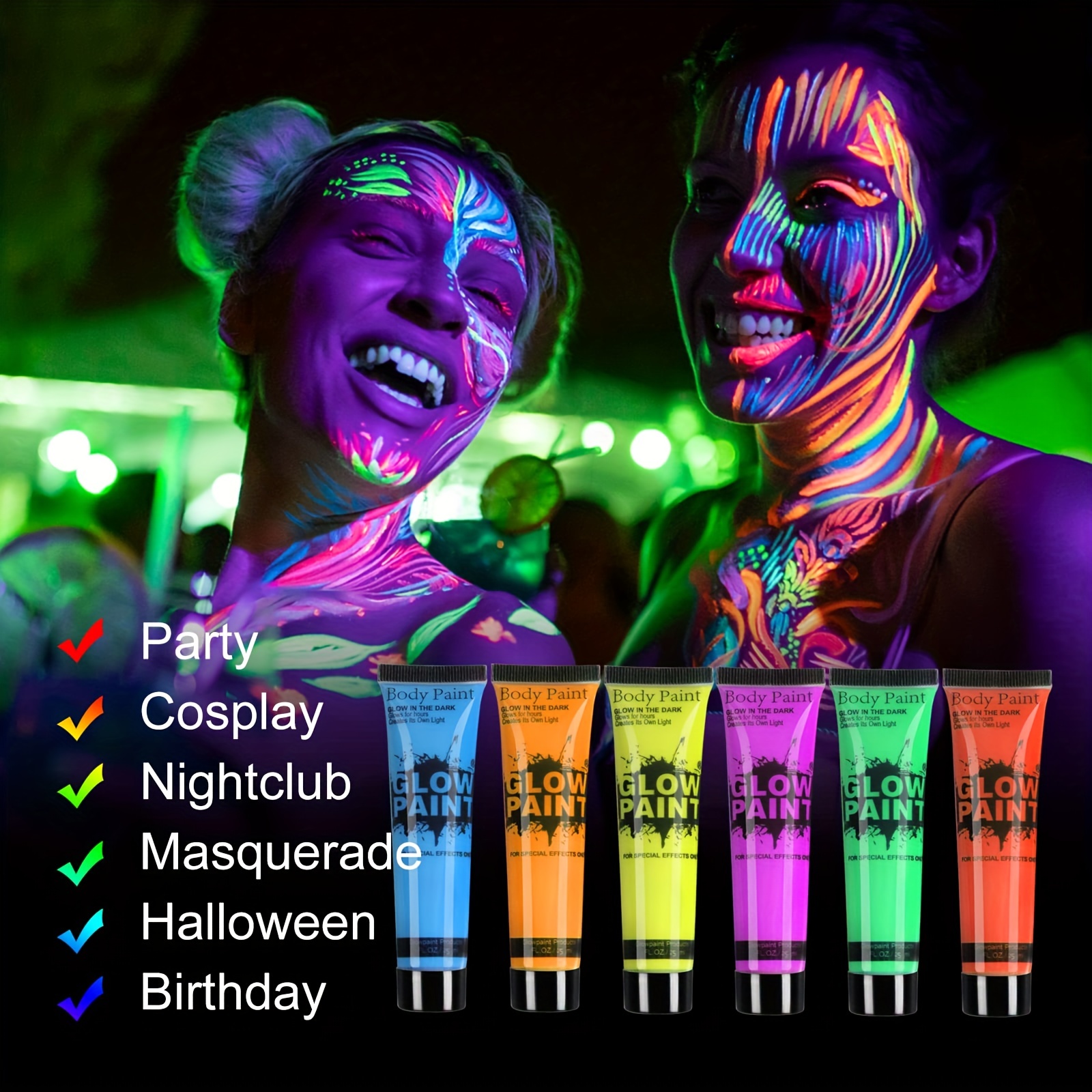 Neon Face Body Paint Uv Glow In Dark Face Paints Blacklight Glow Face  Painting Kit Makeup Palette 8 Colors Fluorescent Water Based Face Body  Paint Set For Party Festival Halloween Cosplay Carnival 