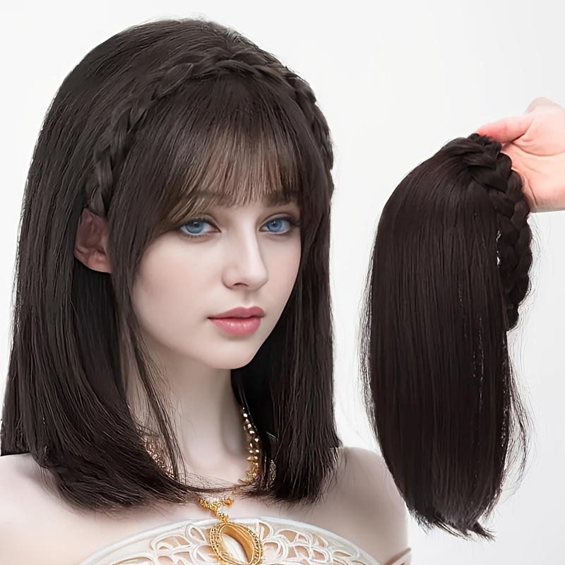 Hair Band Wig Synthetic Fiber Braided Hair Headband - Temu