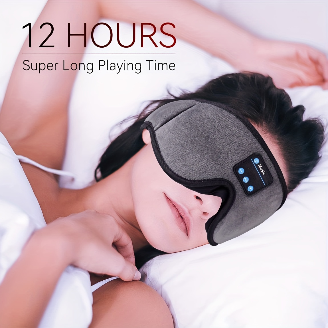 Casque de sommeil Bluetooth Masque oculaire Sans fil Bluetooth Bandeau  Écouteurs Ultra-doux Voyage Sommeil Couverture oculaire Noir