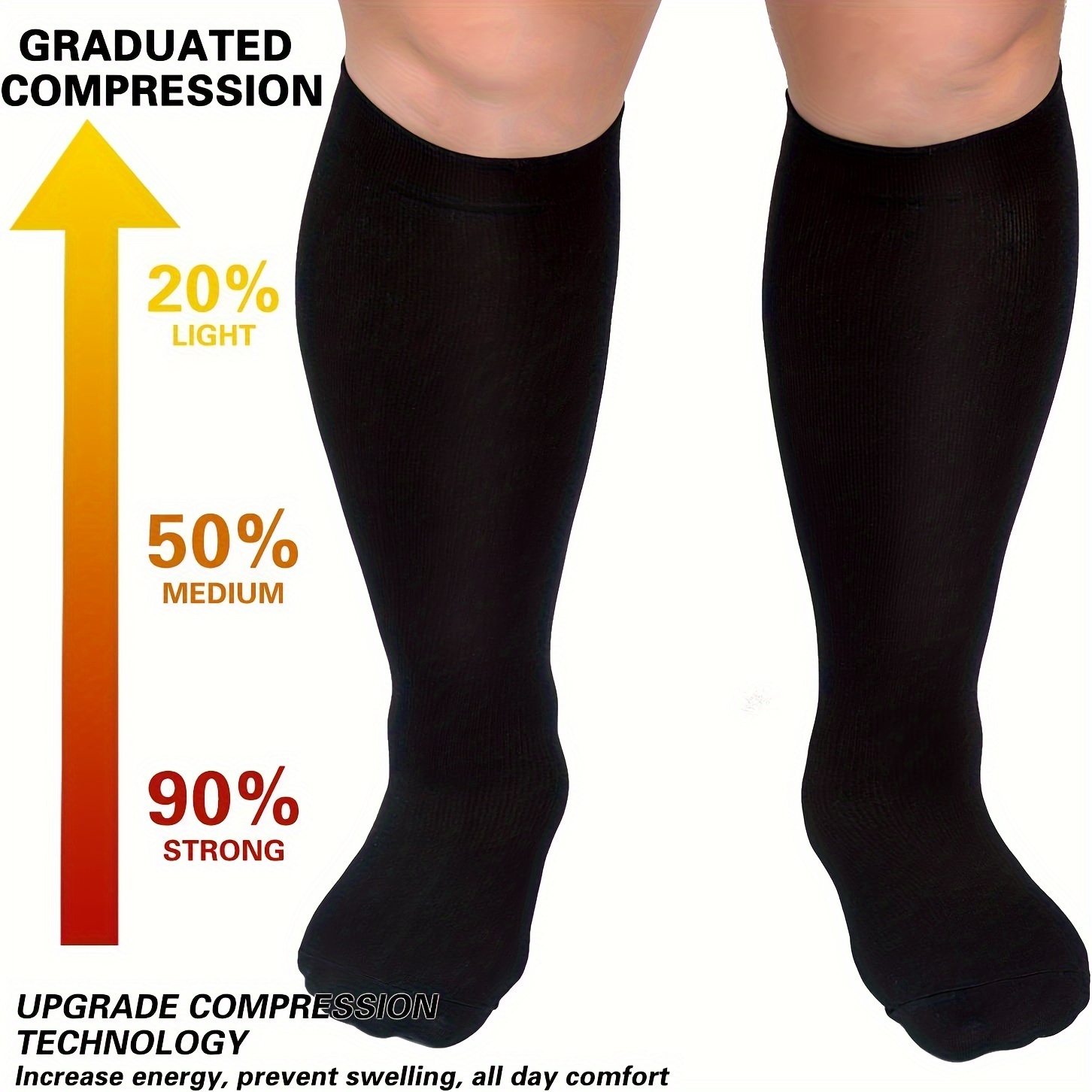 3 Pairs Wide Calf Compression Socks Men Women - Plus Size for Nurses