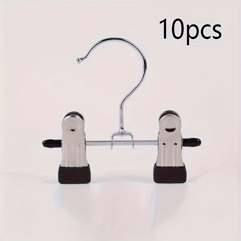 

10pcs Stainless Steel Clothes Hangers, Adjustable Clips Boots Hangers, Pants Hangers, Commercial For Clothing Stores