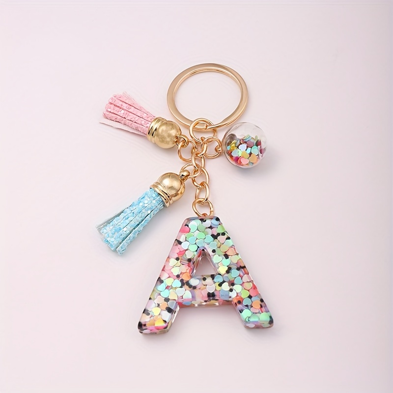 Sequin Letter Keychain With Resin Accessories Drip Adhesive Fashionable Bag  Pendant And Crystal Alphabet Keyring For Men And Women From Sport_company,  $1.67