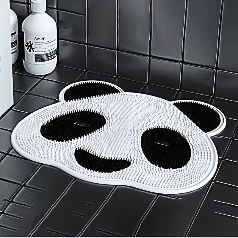 

1/2pc Panda Shaped Back Foot Scrubber For Shower Pad For Men And Women, Extra-large Exfoliating Shower Mat For Back Foot Scrubbing With Suction Cup, Silicone Back Foot Cleaner, Removes Dead Skin