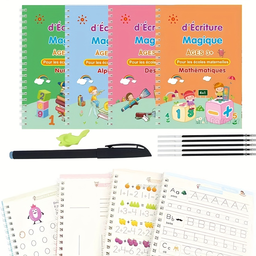3D French Copybook Magic Groove Practice Copybook Learning Numbers French  Letter Calligraphy Writing Exercise Book