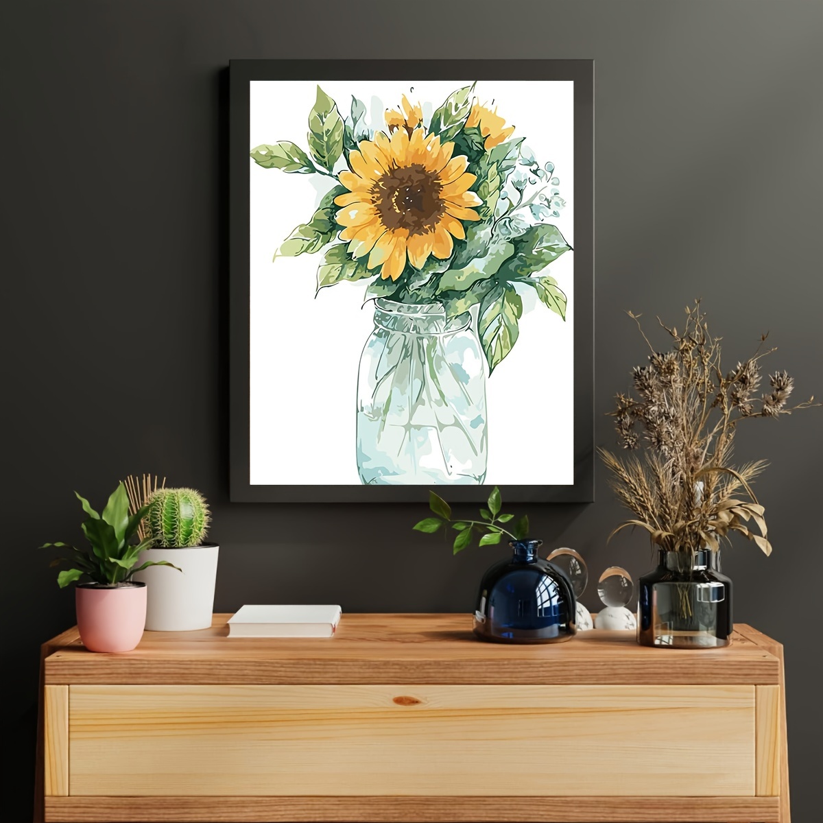 TONZOM Paint by Numbers Kits DIY Oil Painting for Kids, Students, Adults Beginner - Sunflower by Van Gogh 16 x 20 inch with Brushes and Acrylic
