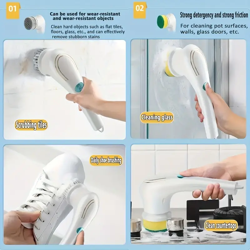 Electric Cleaning Brush Spin Scrubber-cordless Handheld Cleaning Brush With  5 Replaceable Brush Heads, Usb Rechargeable 360° Electric Scrubber Mop For  Wall Mounted Bathtub, Shower Tile, Carpet Bidet, Cordless Spin Scrubber -  Temu
