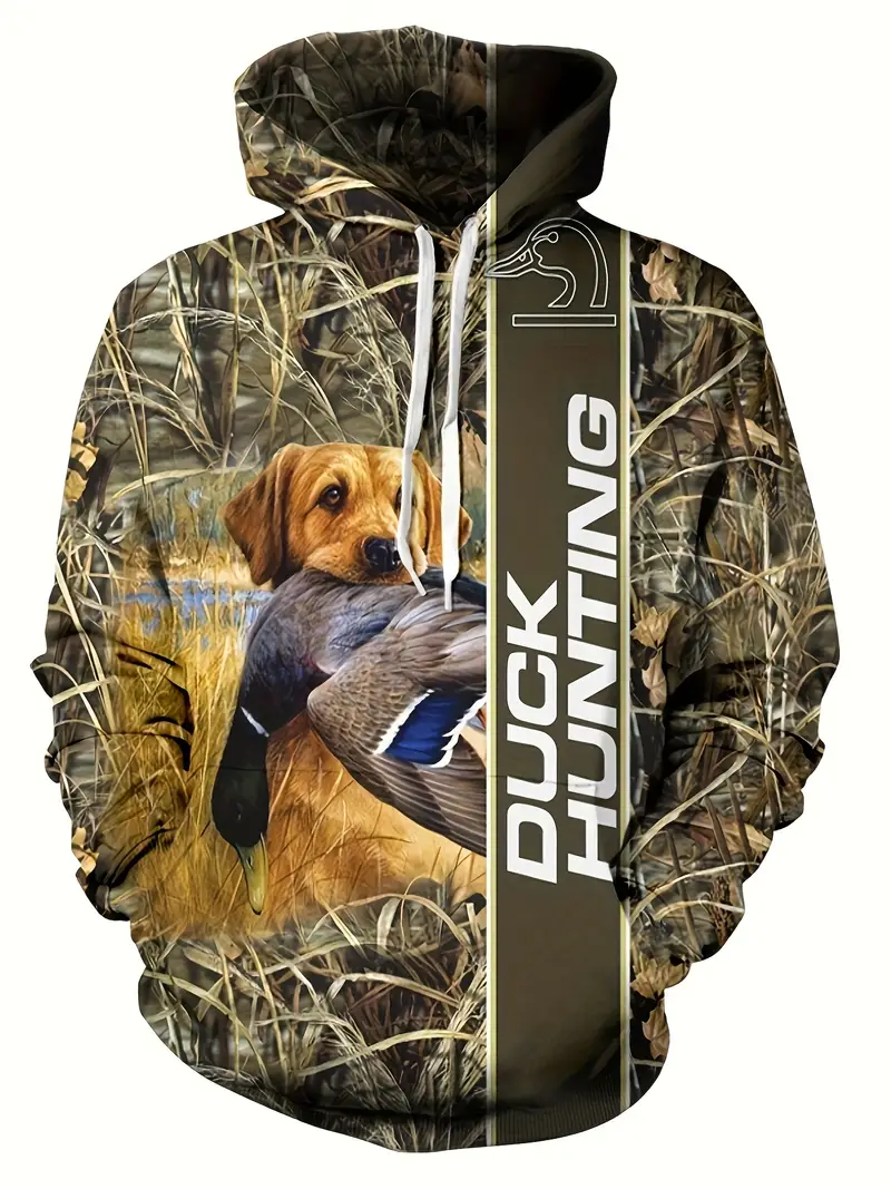 Duck Hunting Print Hoodie, Cool Hoodies For Men, Men's Casual Graphic  Design Hooded Sweatshirt Streetwear For Winter Fall, As Gifts