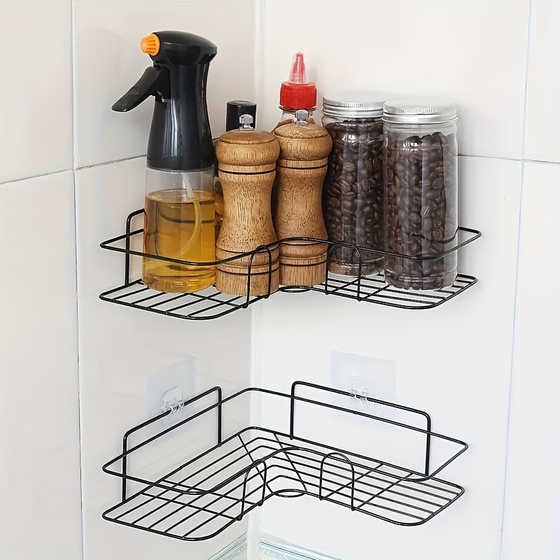 Wall Mounted Bathroom Storage Rack, Punch-free Bathroom Hanging Shelf,  Stainless Steel Bathroom Tray, Corner Shower Caddy, Shampoo Shower Gel  Holder Organizer, Bathroom Accessories, Bathroom Organization And Storage -  Temu