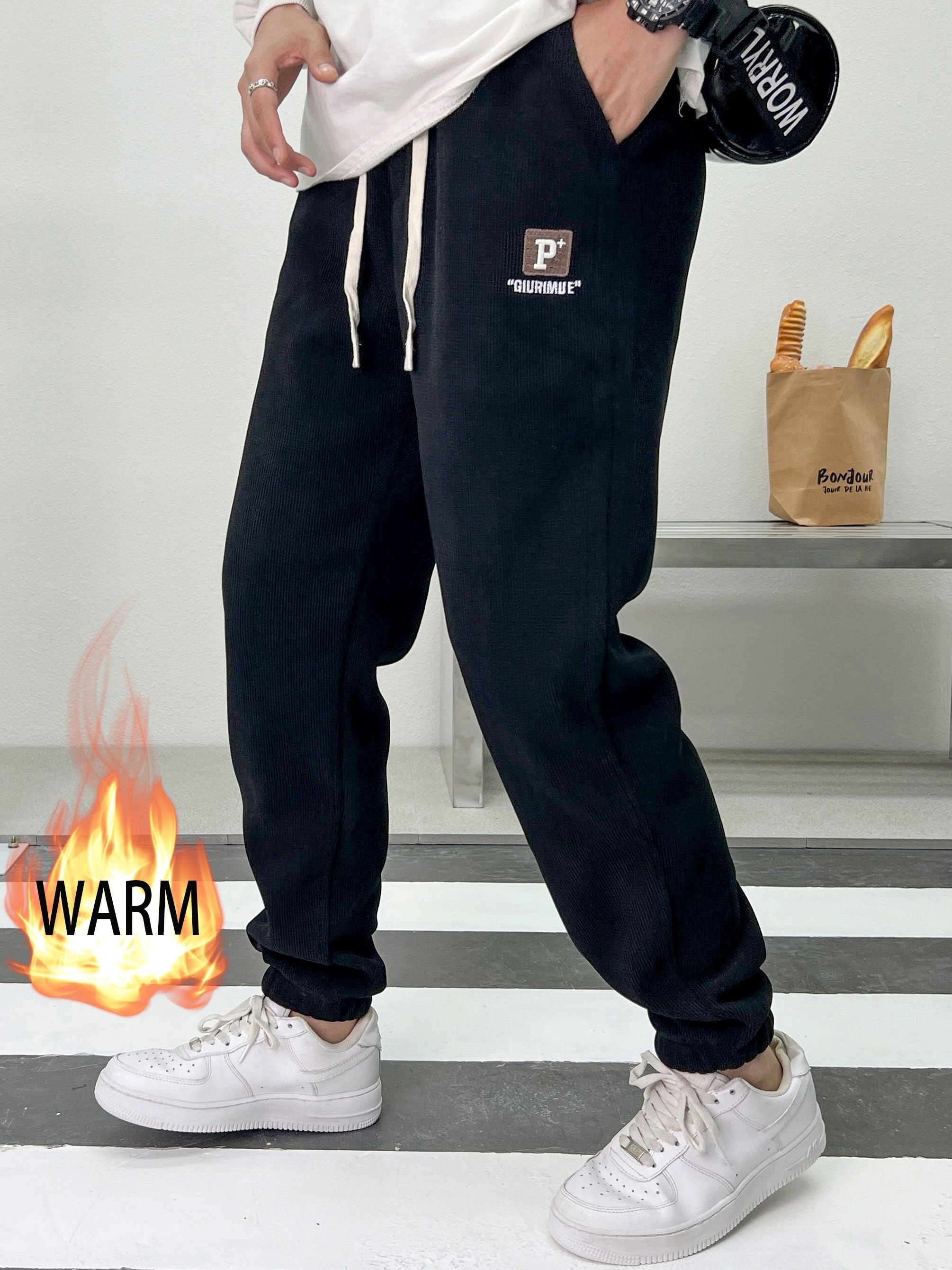 Men's Fleece Thermal Knit Sweatpants, Small Size & Order Size Up